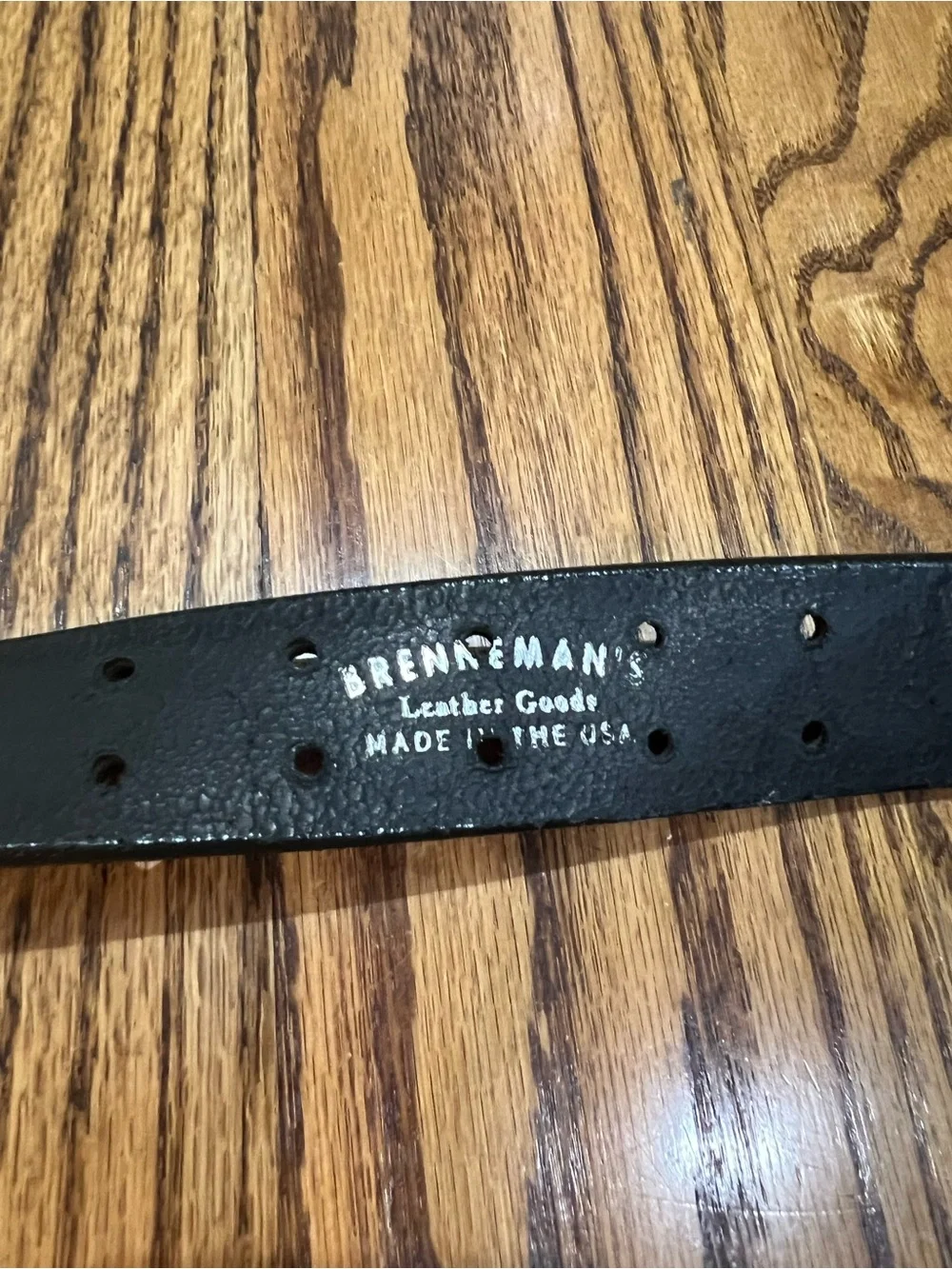 Brenneman’s Leather Goods Handcrafted Leather Belt Sz 36 Black Amish Craftsman